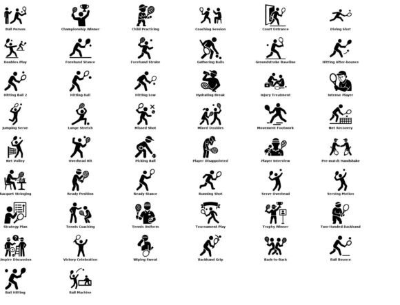 50 Tennis Player Icons: Graphics for Pro Design