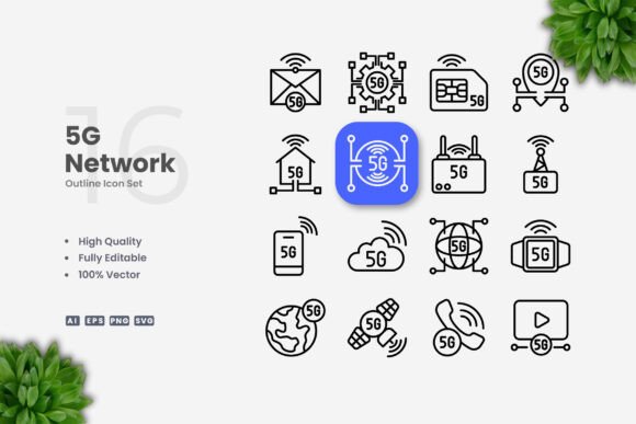 5G Network Icons: Modern Graphics for Branding