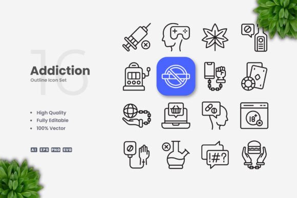 Addiction Icons: Clean Graphics for Branding