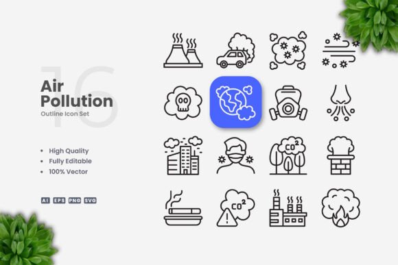 Air Pollution Icons: Graphics for Real Projects