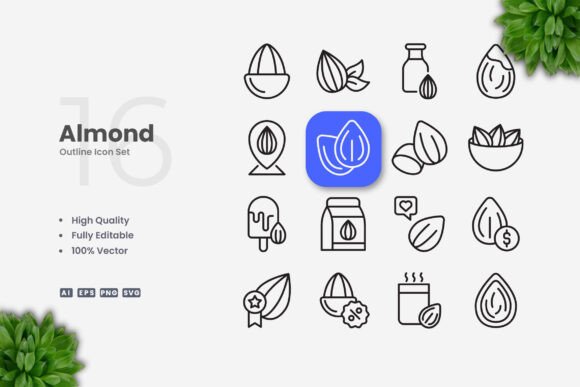 Almonds Icons: Graphics for Handmade Creations