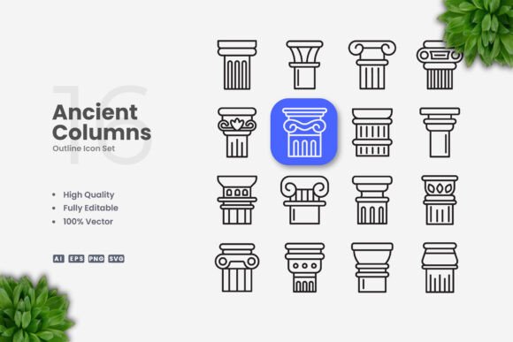 Ancient Columns Icons: Graphics with Timeless Appeal