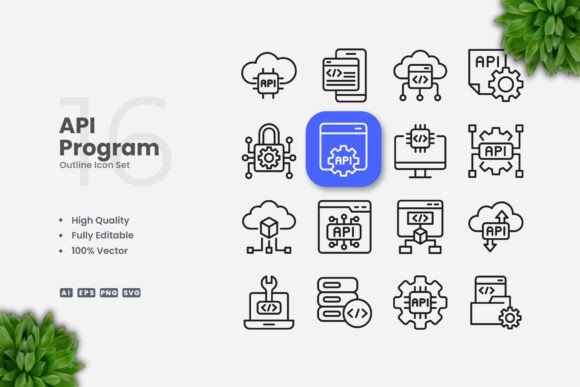 Api Program Outline Icons: Clean Graphics for Branding