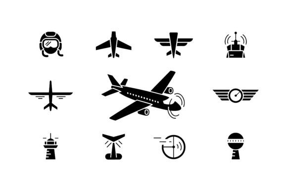 Aviation Flight Icon Set EPS: Graphics for Crafts
