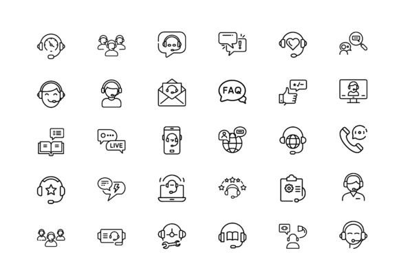 Customer Service Icon Set 30: Modern Graphics for Branding