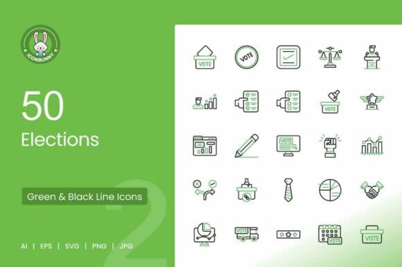 Elections Green Black Icons: Graphics for Sellers