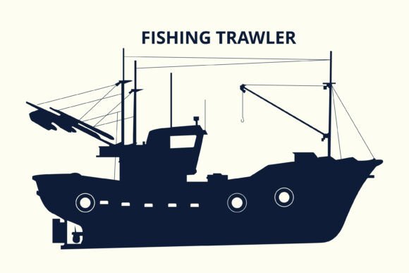 Fishing Trawler Silhouette: Premium Graphics & Illustrations