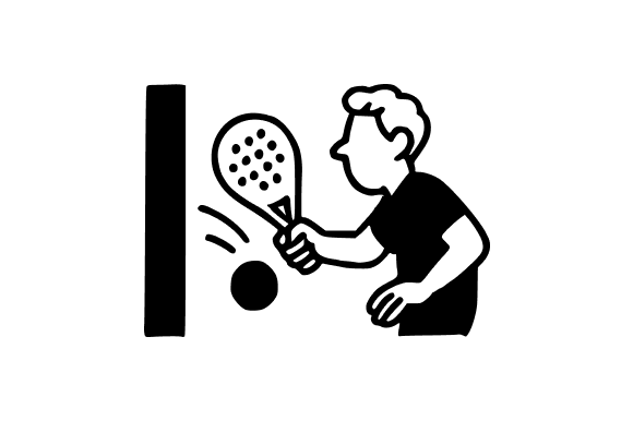 Focused Padel Player Wall Rebound Graphics & Illustrations