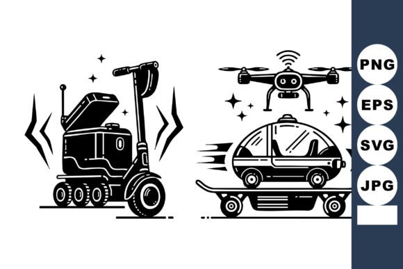 Futuristic Delivery Scooter Robot: Graphics for Crafts
