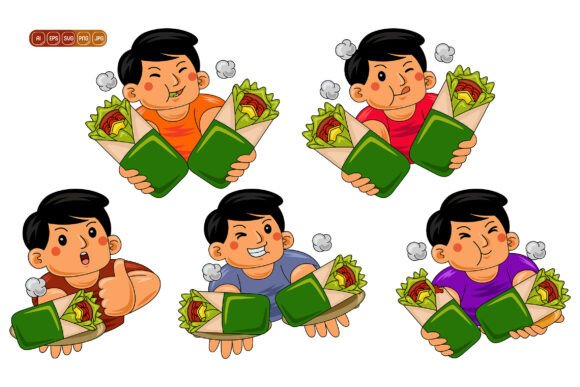 Man Eating Wrap Vector Pack 01: Fresh Graphics & Illustrations