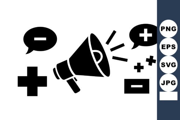 Megaphone Icon with Plus Minus: Graphics for Crafts