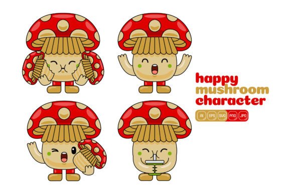 Mushroom Mascot Vector Pack 03: Graphics & Illustrations