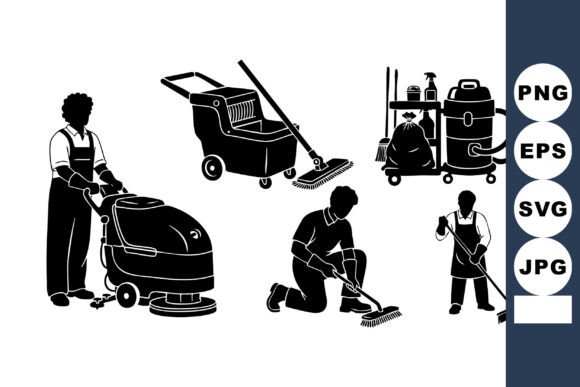 Review: Monochrome Janitor Silhouette Icons for Embroidery