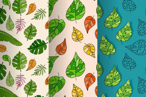 Tropical Foliage Doodle Leaf Design: Graphics & Illustrations
